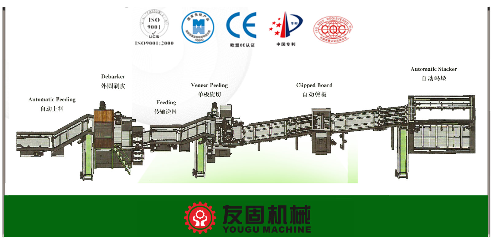 automatic spindle less rotary veneer peeling machine plant